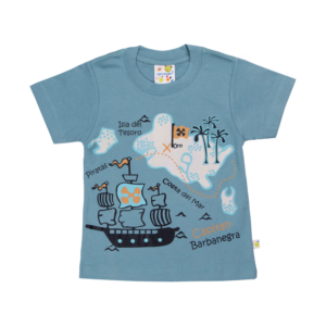 Polera manga corta bebé isla del tesoro color petróleo opaco