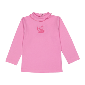 Guinda - Polera con cuello bordado para bebé color rosa bajito
