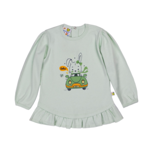 Guinda-Polera manga larga con conejita color verde manzana bajito