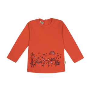 Guinda-Polera manga larga animalitos color melón
