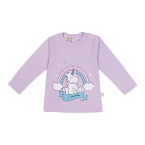 Guinda-Polera manga larga arco iris y unicornio color lila bajito