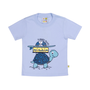 Guinda-Polera manga corta tortuga viajera color celeste
