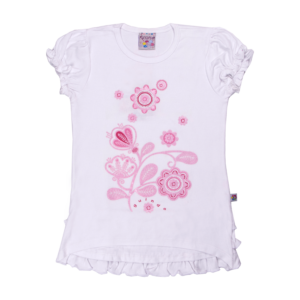 Guinda - Polera manga corta con tableado color blanco