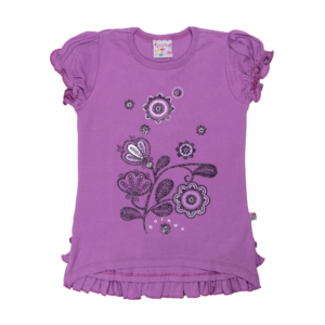 Guinda - Polera manga corta con tableado color lila inter