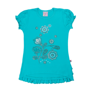 Guinda - Polera manga corta con tableado color verde agua marina os