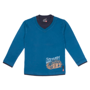 Guinda - Polera manga larga combinado con carro color azul petróleo