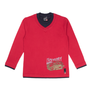 Guinda - Polera manga larga combinado con carro color rojo