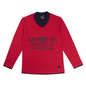 Guinda - Polera manga larga combinado letras color rojo