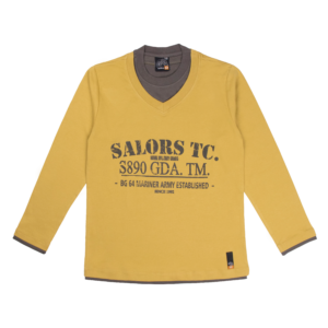 Guinda - Polera manga larga combinado letras color verde hoja seca