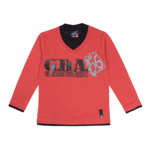 Guinda - Polera manga larga combinado con letras GDA 56 color ladrillo