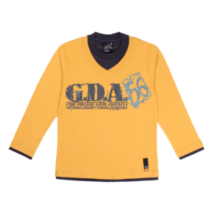 Guinda - Polera manga larga combinado con letras GDA 56 color mostaza
