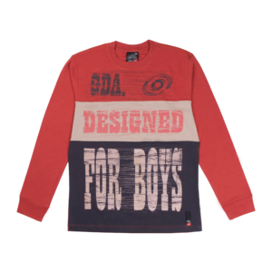 Guinda - Polera manga larga tricolor color ladrillo