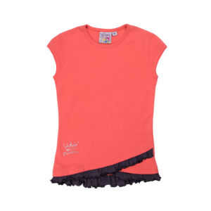 Guinda - Polera manga alita con volados color coral