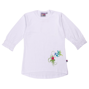 Guinda - Polera manga media picaflor color blanco