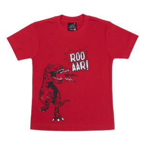 Guinda - Polera manga corta con dinosaurio color rojo
