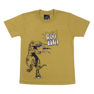 Guinda - Polera manga corta con dinosaurio color verde hoja seca