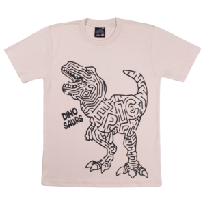 Guinda - Polera manga corta con estampado de dinosaurio color arena