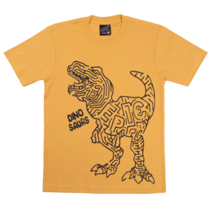 Guinda - Polera manga corta con estampado de dinosaurio color mostaza
