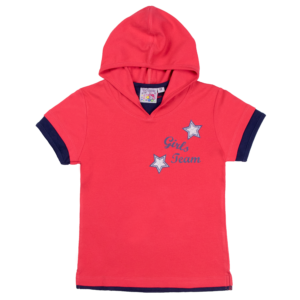 Guinda - Polera manga corta con capucha color sandia