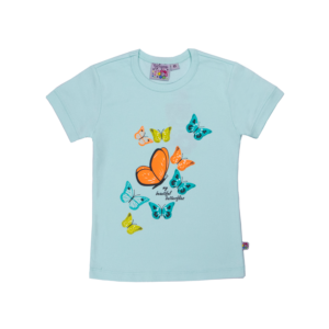 Guinda - Polera manga corta Mariposas color Agua marina bebé