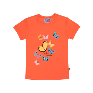 Guinda - Polera manga corta Mariposas color naranja