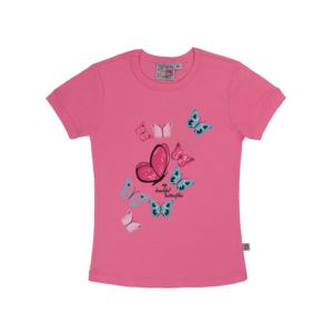 Guinda - Polera manga corta Mariposas color rosado chicle