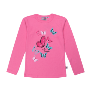 Guinda - polera manga larga con mariposas color rosado