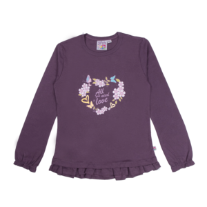 Guinda - Polera manga larga con corazón color morado api8