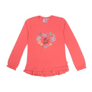 Guinda - Polera manga larga con corazón color melón