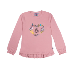 Guinda - Polera manga larga con corazón color palo de rosa