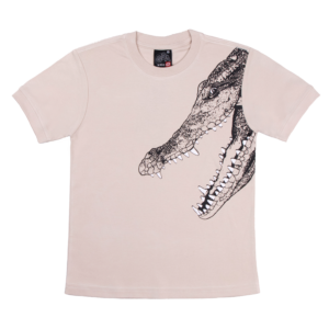 Guinda - Polera manga corta con cocodrilo color arena