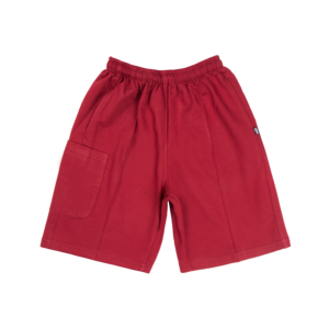 Guinda - Short de algodón moleton color rojo oscuro