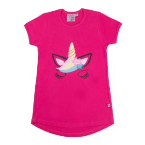 Guinda - Polera manga corta Unicornio color fucsia