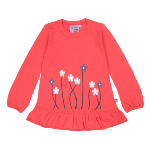 Guinda - Polera manga larga flores color melon